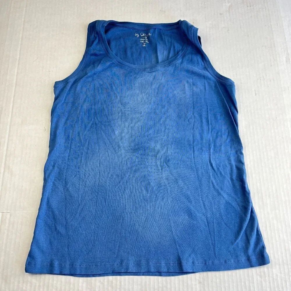 Chicos Cotton Tank Top Blue Tie Dye Sleeveless Casual Hippie Basic Top 1 MEDIUM